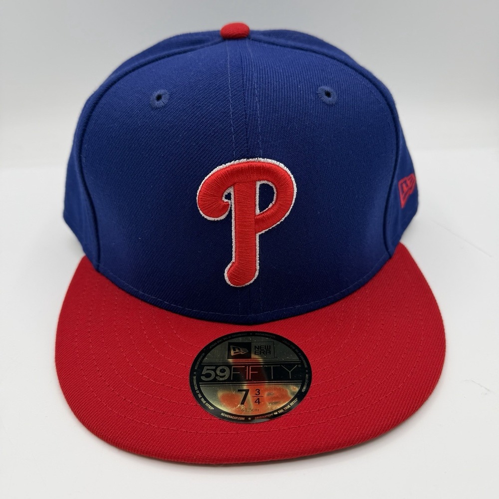 New Era 59Fifty Philadelphia Phillies Hat Cap 7 3/4 2-Tone Blue Red Alternate